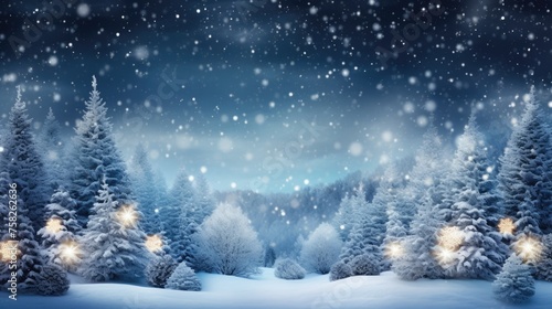 Winter scene of snow and frost with free space for text or decoration. Christmas background. Card or wallpaper