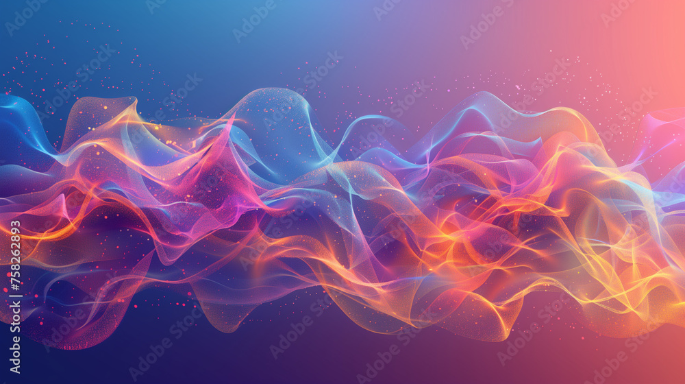 A colorful, wavy line of light and dark colors