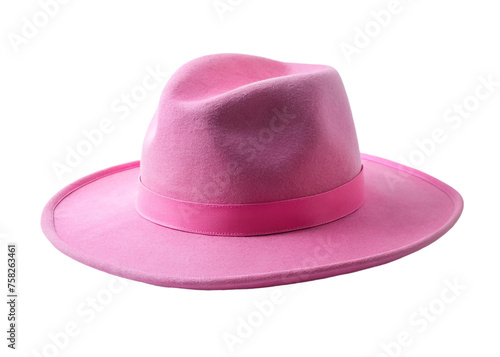 Pink hat isolated on a transparent background. Top view.