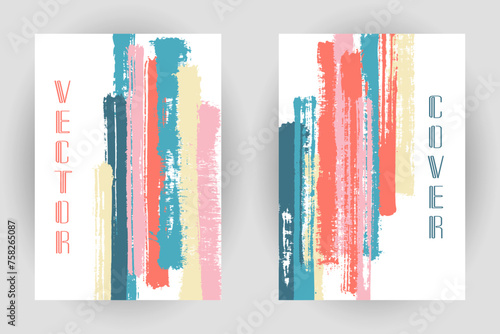 Couple of cover pages with vertical paintbrush stripes pattern.