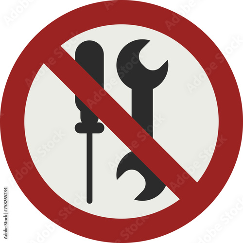 PROHIBITION SIGN PICTOGRAM, NOT TO BE SERVICED BY USERS ISO 7010 – P069, SVG