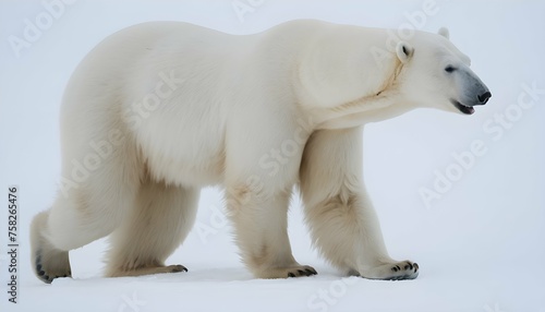 A Polar Bear With Its Hind Legs Pushing It Forward