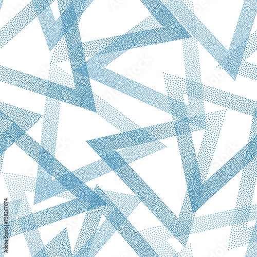 Geometric dotwork triangles vector seamless pattern design.
