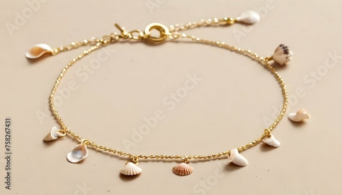 A Delicate Anklet Adorned With Tiny Seashell Charm