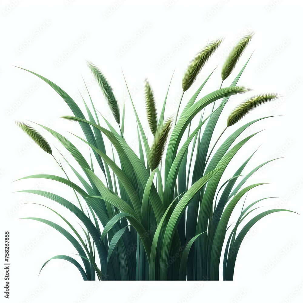 Green cane reed grass isolated on a white background Green cane reed grass isolated on a white background