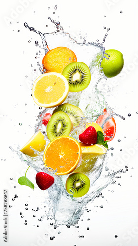 Assorted Fruits Floating in Water