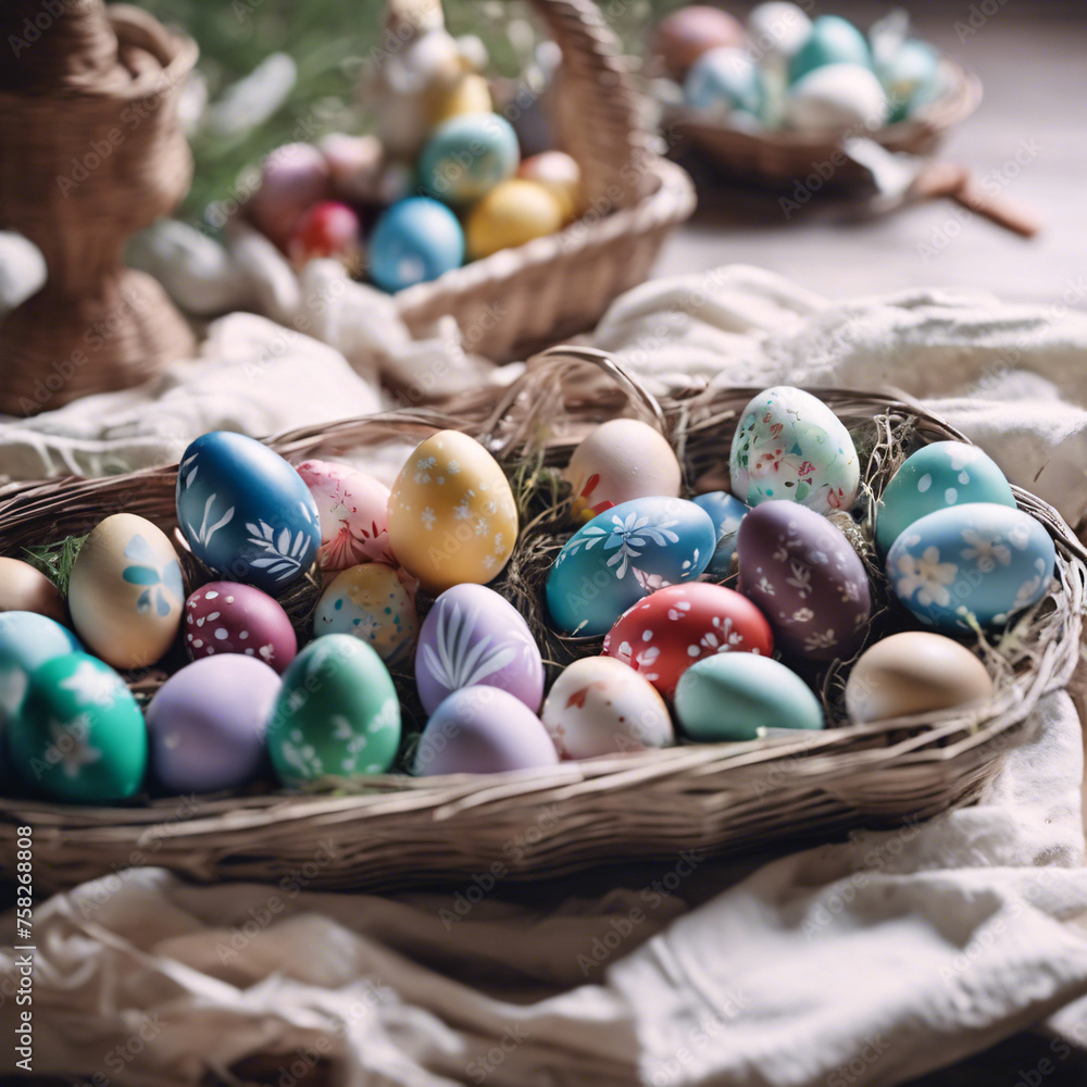 Fototapeta premium easter eggs in a basket