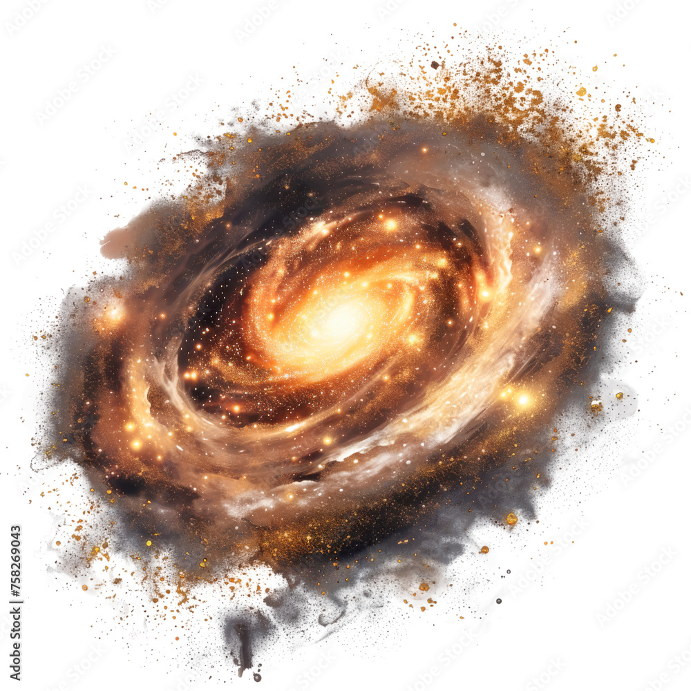 Fototapeta premium Spiral Galaxy With Stars - Transparent background, Cut out