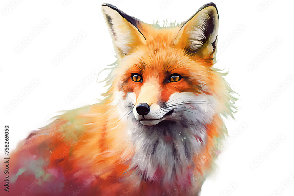 background watercolor fur fluffy fox pink red A green painted background watercolor fur fluffy fox pink red A green painted