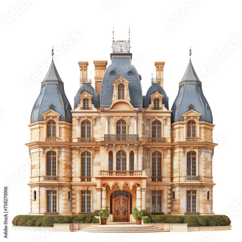 Stately French chateau mockup - Transparent background, Cut out