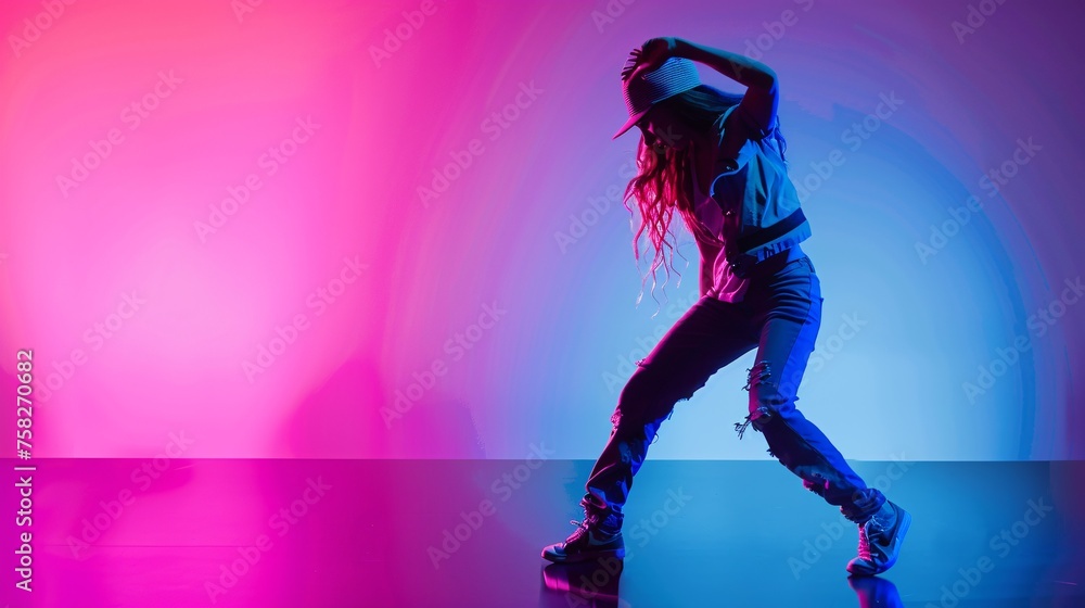 Adolescent female performing hip hop dance.
