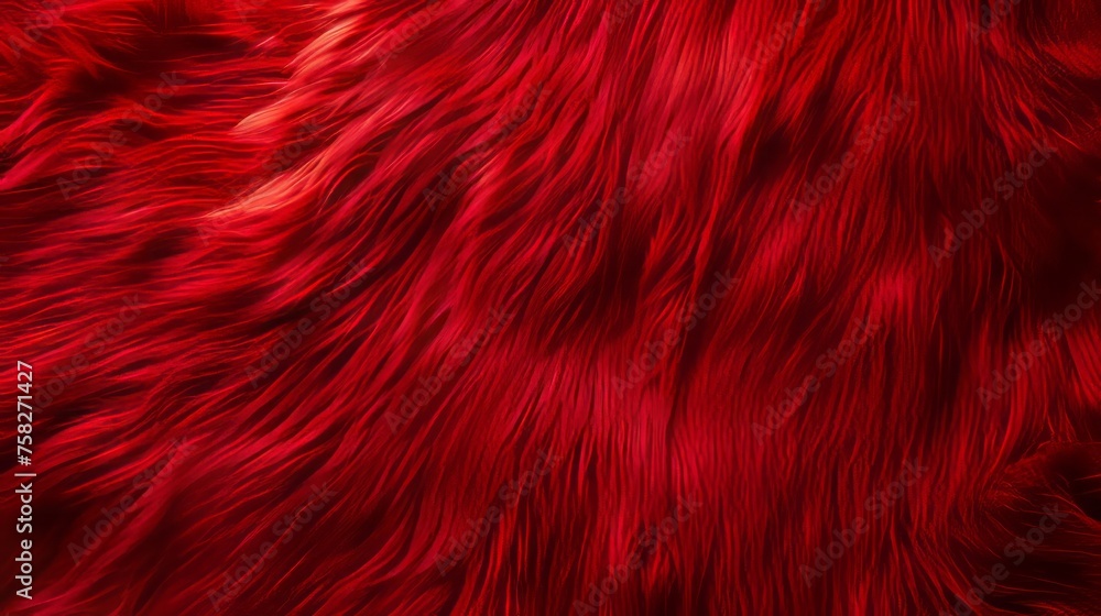 Red fur background. - obrazy, fototapety, plakaty 