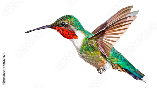 Colorful Hummingbird Flying Through the Air - Transparent background, Cut out © Denys
