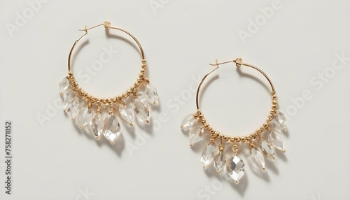 A Pair Of Hoop Earrings Adorned With Dangling Crys Upscaled 8