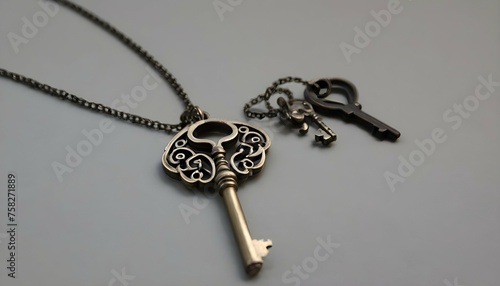 A Pendant Necklace Featuring A Miniature Key Symbo © Madiha