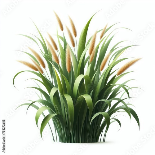 Green cane reed grass isolated on a white background 