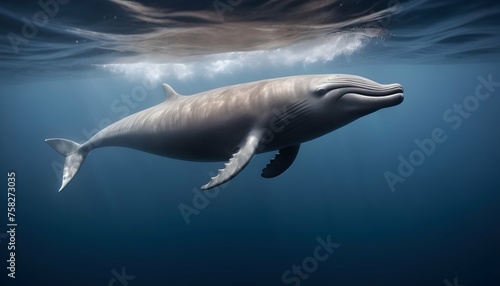 A Beaked Whale Diving Deep Into The Ocean Depths