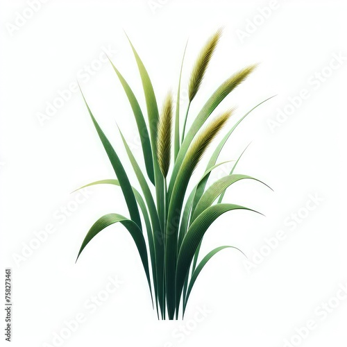 Green cane reed grass isolated on a white background 