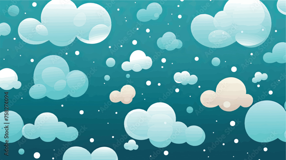 White fluffy cloud pattern seamless pattern on blue sky background. Cartoon clouds illustration for children's fabric or background, stationery. Clouds wallpaper, pattern, print, texture.