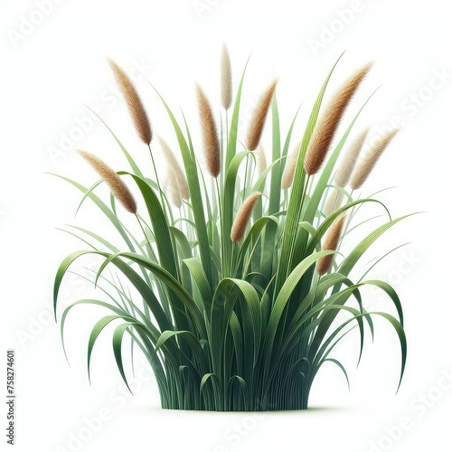 Green cane reed grass isolated on a white background 