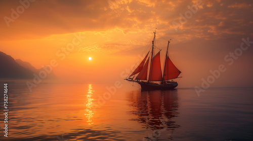 sailing boat at sunset