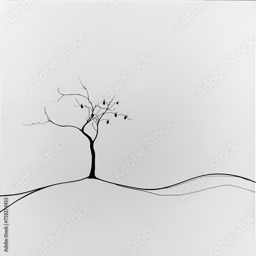 tree by pencil drawing on style minimalism