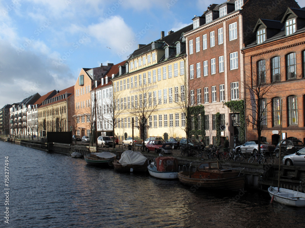 Row of appartments and canal - Overgaden Neden Vandet - Christianhavn - Copenhagen - Denmark