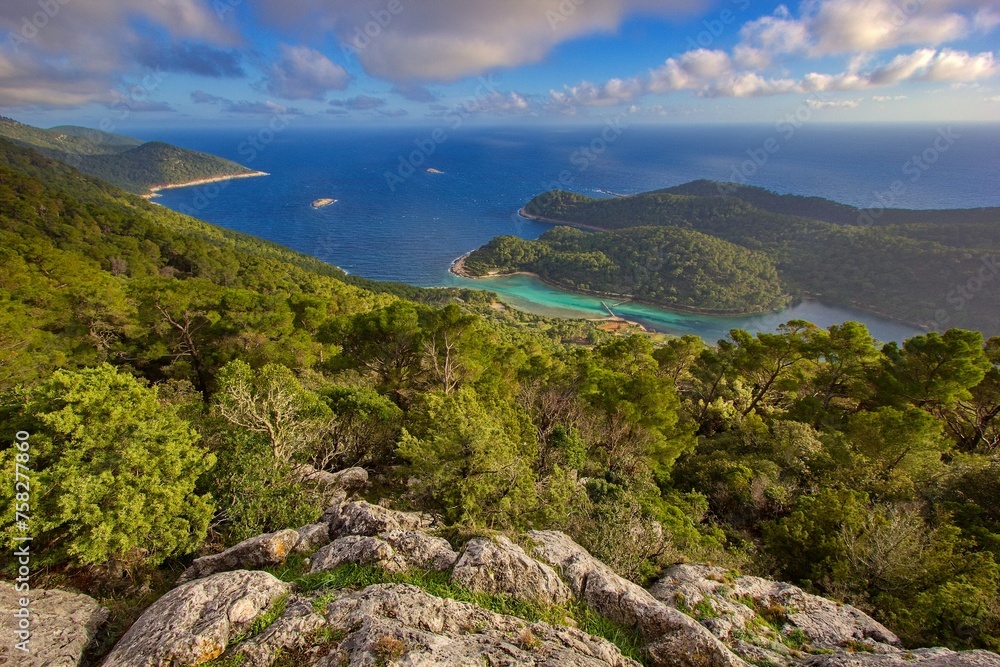 Mljet National Park in Croatia - view from the top of Montokuc to sea