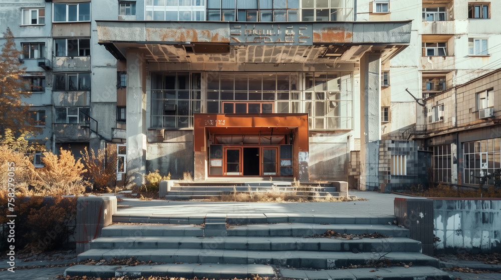 Abandoned Post-Soviet Building Facade