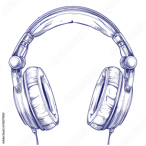Headphones isolated on white background. Vector hand drawn illustration in sketch style.