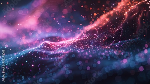 An abstract depiction of network connections with sparkling nodes in blue and pink hues, symbolizing digital communication.