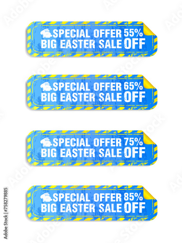 Big Easter sale blue long stickers set. Sale 55%, 65%, 75%, 85% off discount