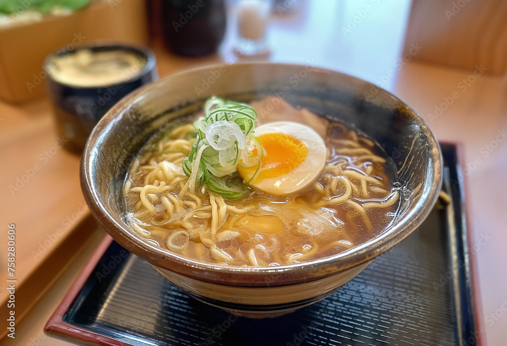 Big bowl of ramen. Japanese lunch with rice, meat, eggs and vegetables. Healthy food, oriental style, health and goodness. Ready and hot food photography, time to eat. Big bowl of ramen. Japanese lunch with rice, meat, eggs and vegetables. Healthy food, oriental style, health and goodness. Ready and hot food photography, time to eat.