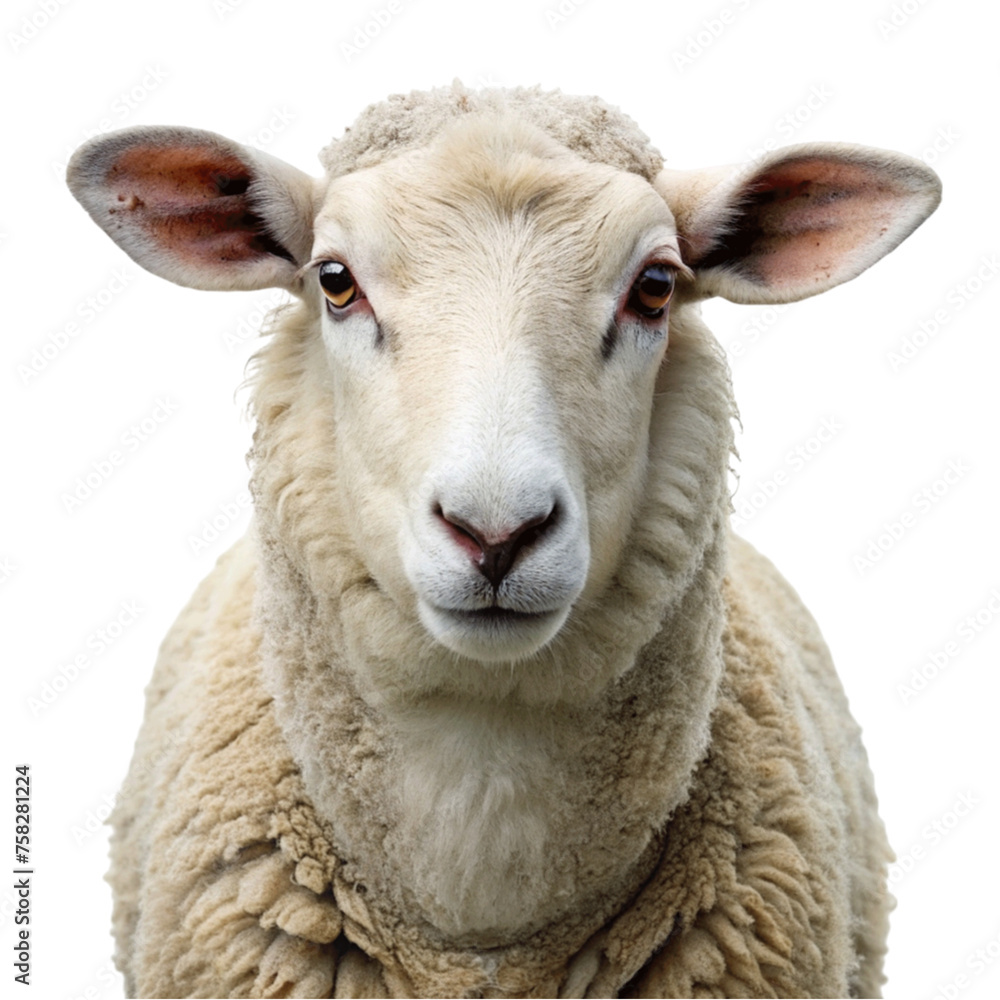 Naklejka premium Portrait sheep isolated on Transparent background.