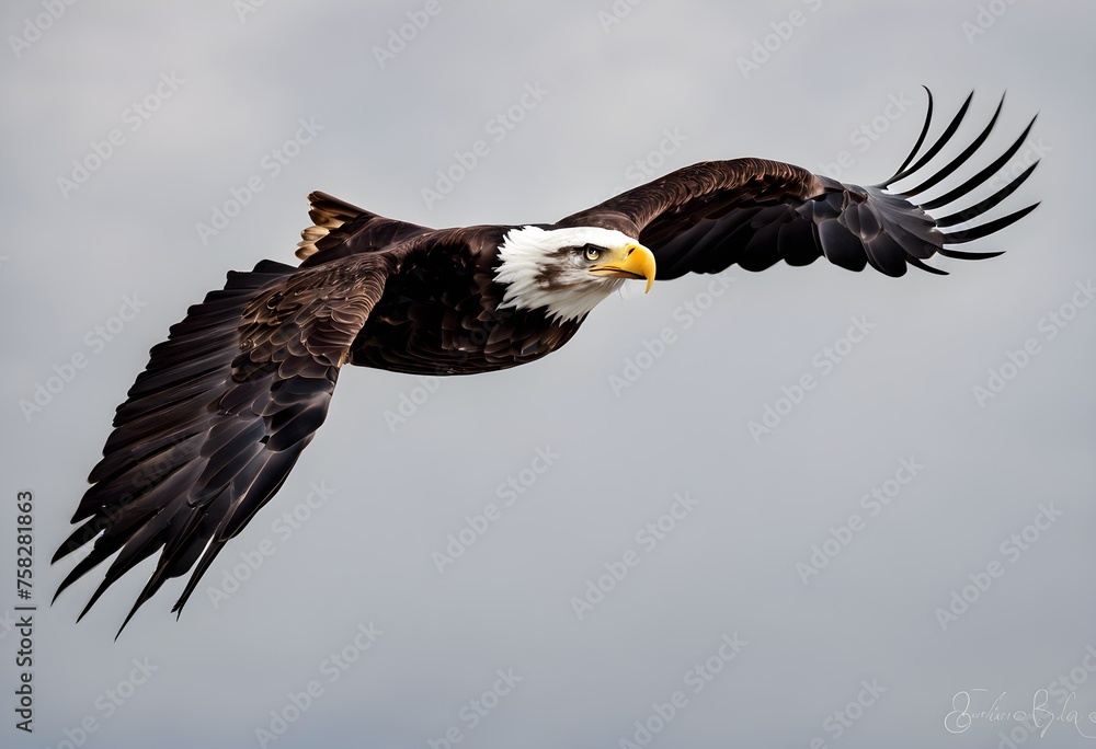 Fototapeta premium An American Bald Eagle in flight