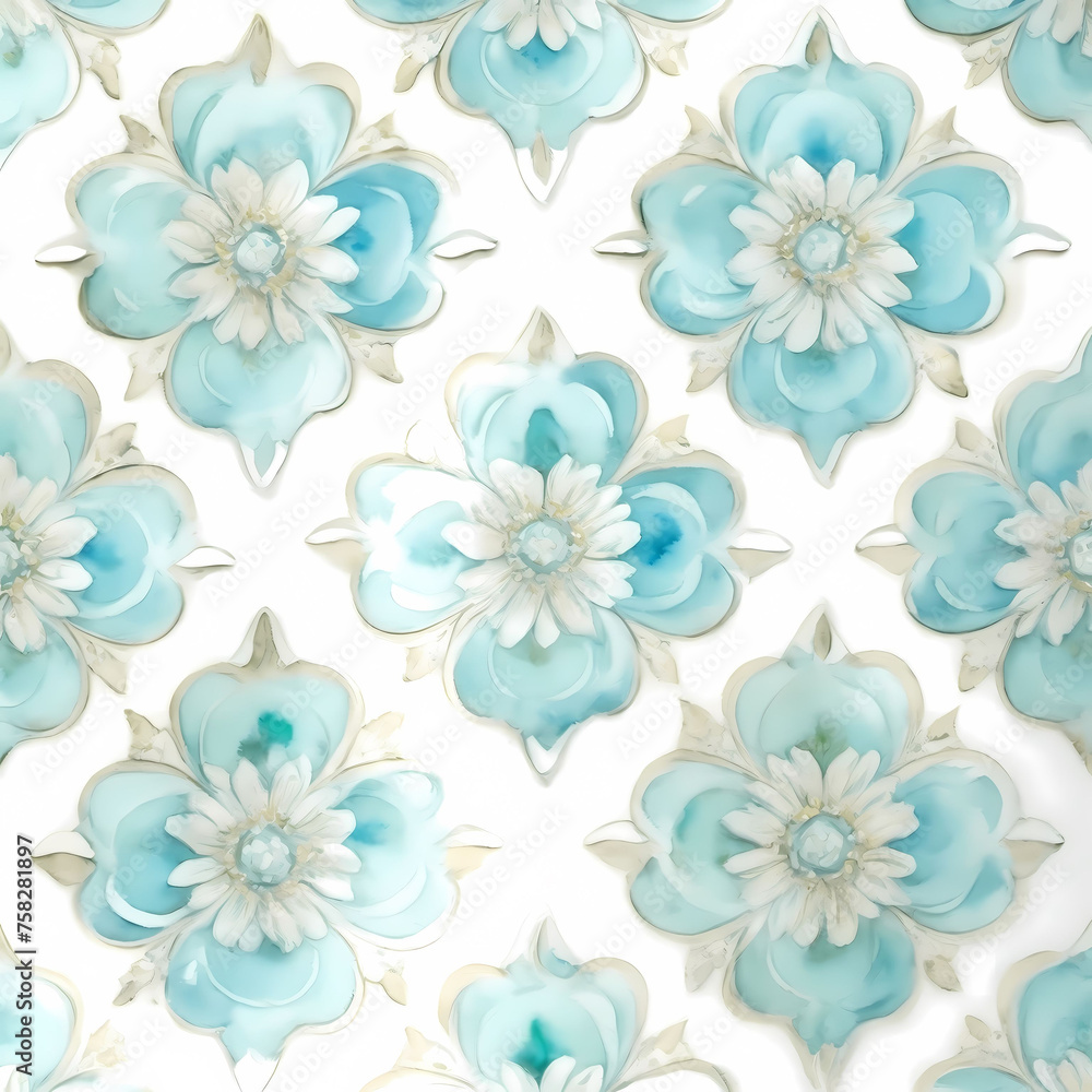 Seamless pattern with flowers Aqua Style Flower Petals Seamless pattern with flowers Aqua Style Flower Petals