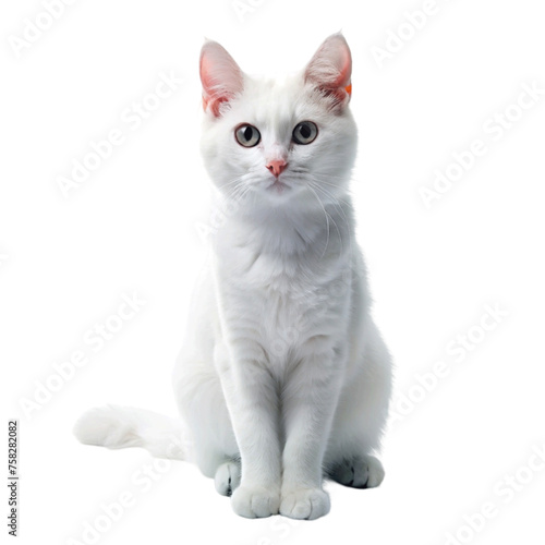 White cat looking isolated on Transparent background.