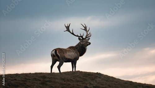 A Stag With Antlers Outlined Against The Sky