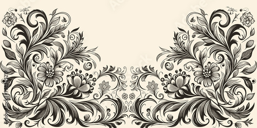 Vintage floral background with flowers in retro style, baroque backdrop, Vector illustration, generative ai