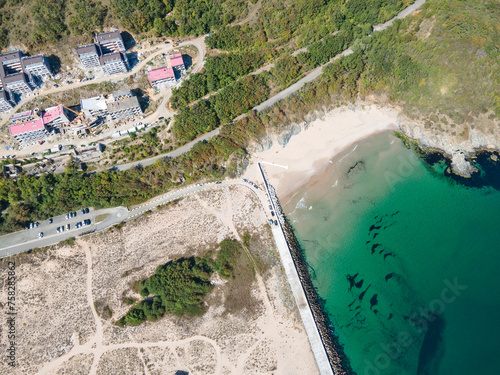 Aerial view of back sea coast near Arkutino beach, Bulgaria photo