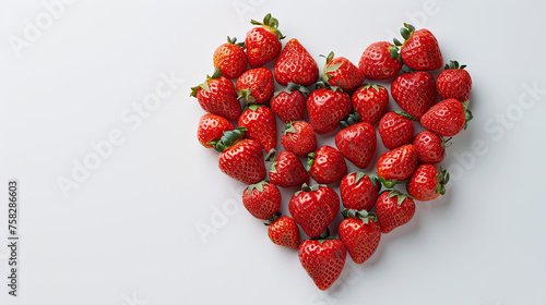 Strawberry in shape of heart love Isolated on grey background
