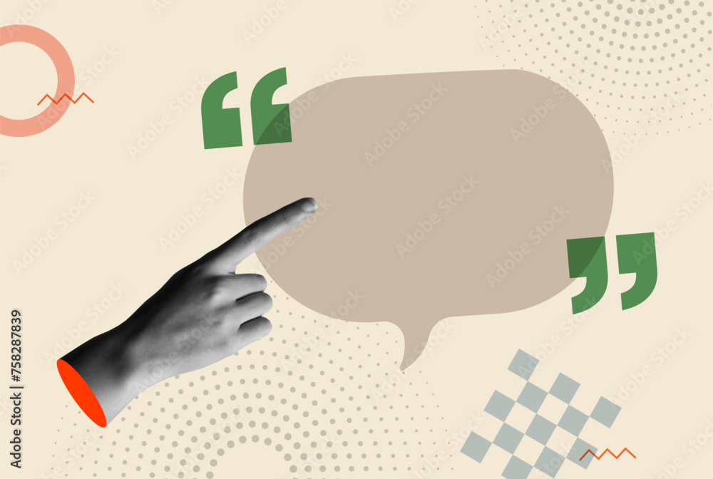 © Cienpies Design - Speech balloon empty space and human hand in retro collage vector