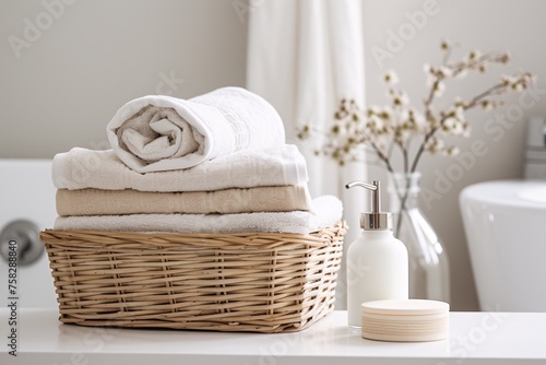 A small wicker basket, its pale beige hue contrasting softly with the pure white backdrop