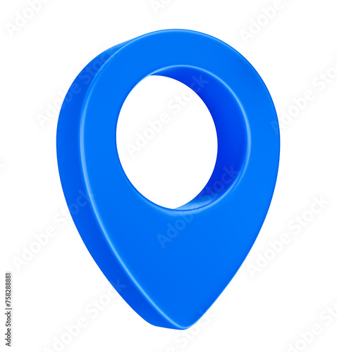 Blue Map Pin 3D Illustration with transparent background
