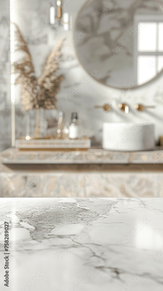 White Bathroom Interior with Blurred Background White Bathroom Interior with Blurred Background