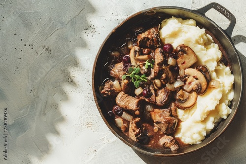 Gourmet Finnbiff: Reindeer Meat in Brown Sauce with Mashed Potatoes photo