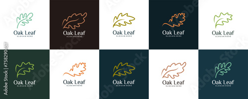 Creative Oak leaf vector logo set. Logo template