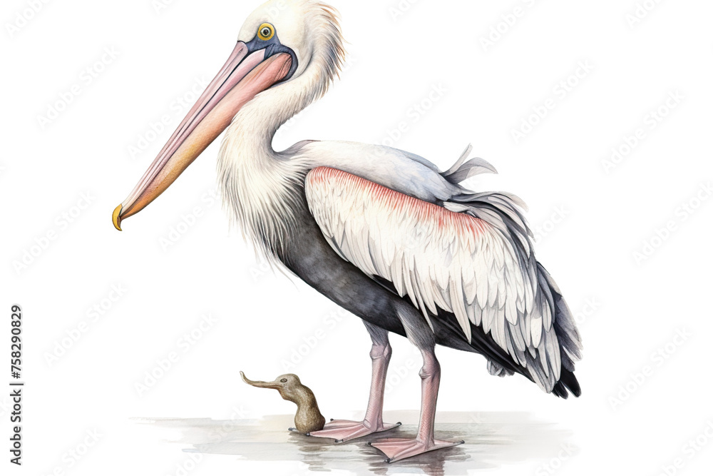 hand animal bird wildlife beautiful pelican bird australia native australian watercolor view pelecanus conspicillatus drawn pelican avian illustration side hand animal bird wildlife beautiful pelican bird australia native australian watercolor view pelecanus conspicillatus drawn pelican avian illustration side