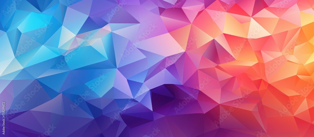 The creative arts display a rainbow of colored triangles, with shades of purple, petal pink, violet, and magenta. The symmetry and font choice add to the artistic beauty The creative arts display a rainbow of colored triangles, with shades of purple, petal pink, violet, and magenta. The symmetry and font choice add to the artistic beauty