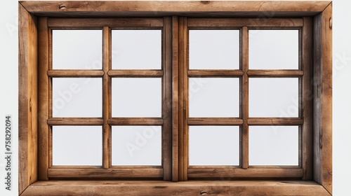 Wooden Window Cut-Out  Photorealistic White  8K   